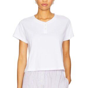 NEW LESET Margo Henley Top White Short Sleeve Tee T-Shirt